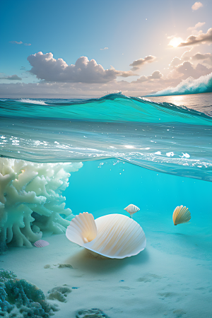 海洋奇幻曲海洋元素交织的梦幻画面
