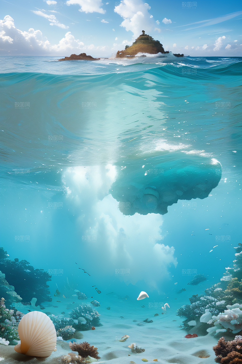 海洋奇幻曲海洋元素交织的梦幻画面
