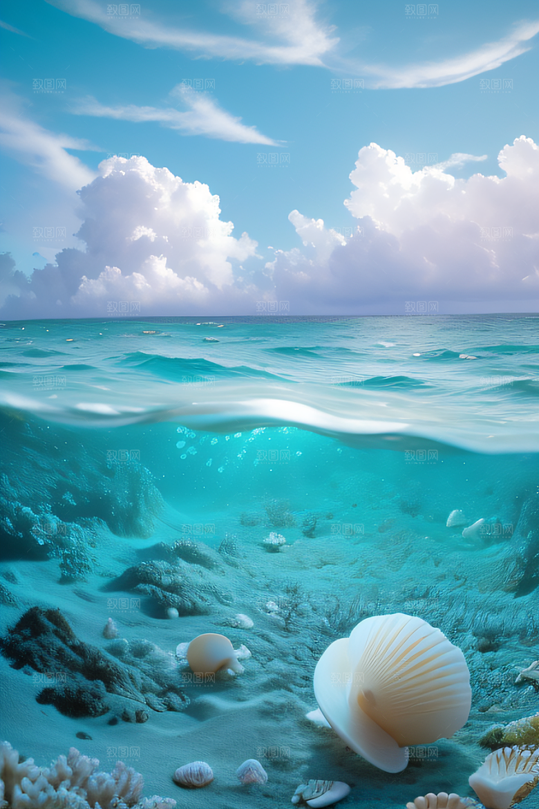 海洋奇幻曲海洋元素交织的梦幻画面