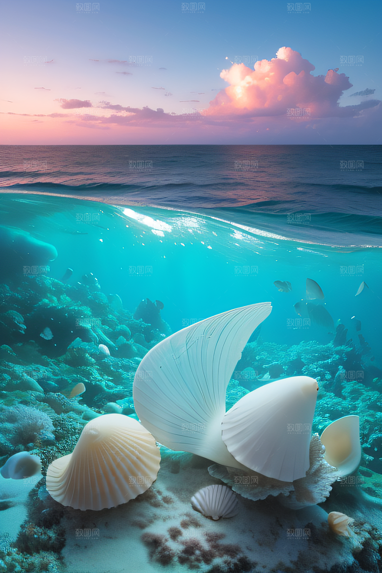 海洋奇幻曲海洋元素交织的梦幻画面