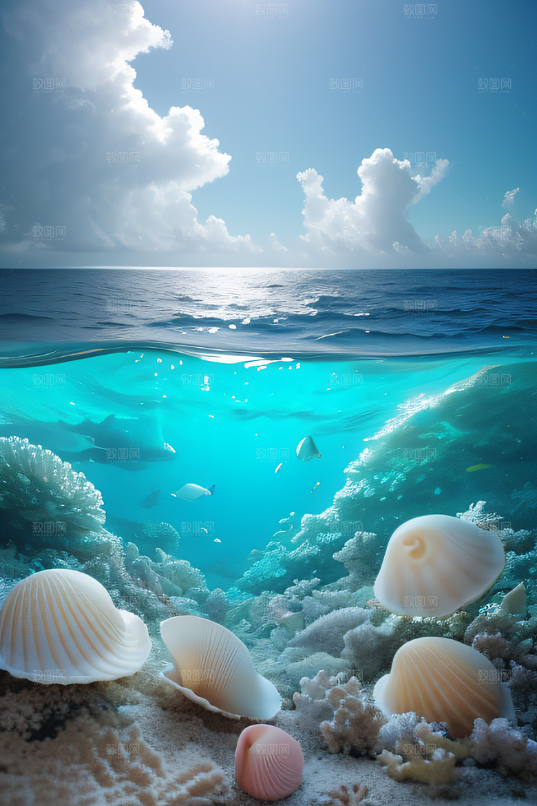 海洋奇幻曲海洋元素交织的梦幻画面