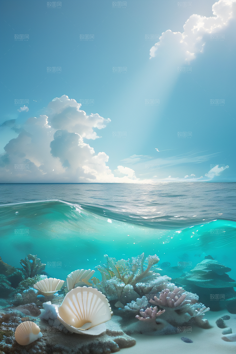 海洋奇幻曲海洋元素交织的梦幻画面