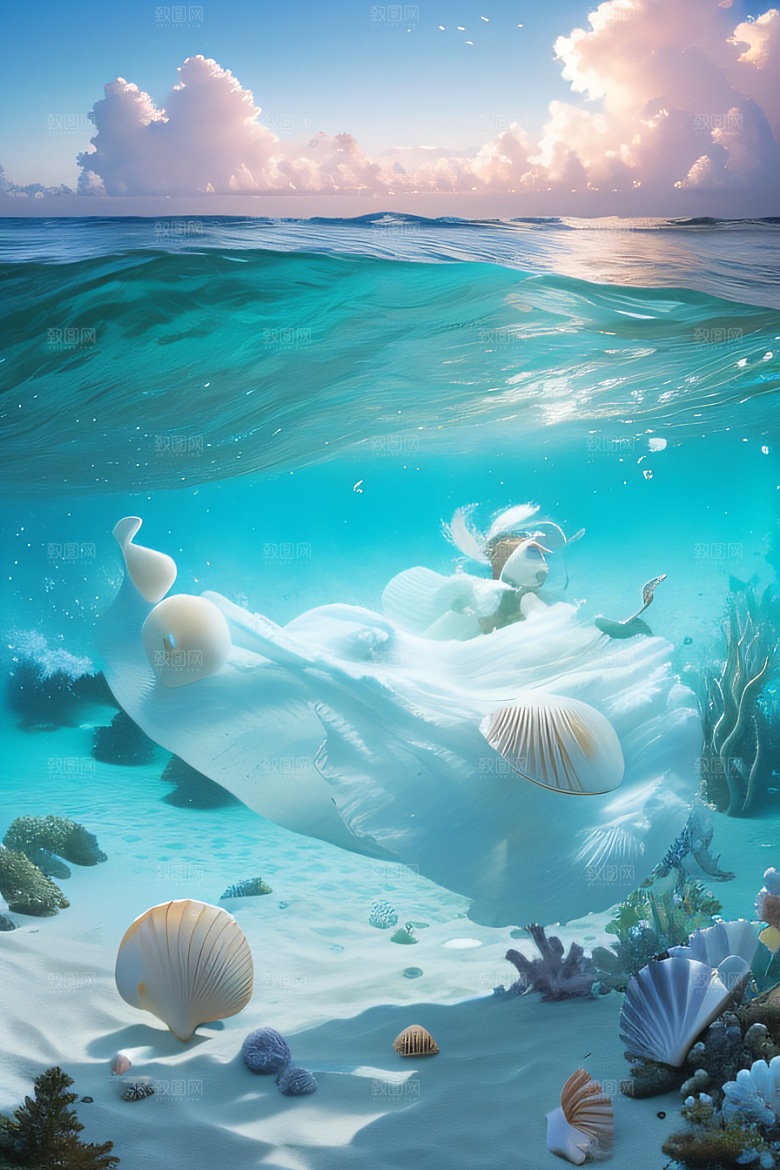 海洋奇幻曲海洋元素交织的梦幻画面