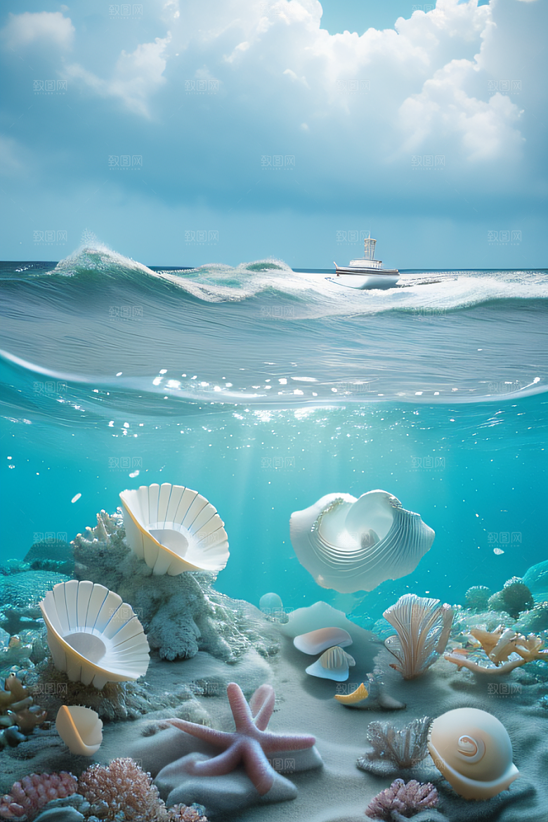 海洋奇幻曲海洋元素交织的梦幻画面