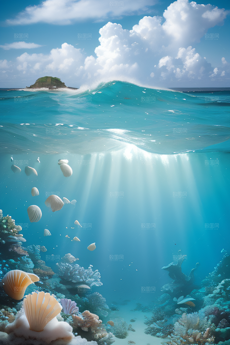 海洋奇幻曲海洋元素交织的梦幻画面