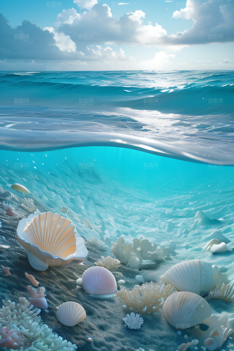 海洋奇幻曲海洋元素交织的梦幻画面