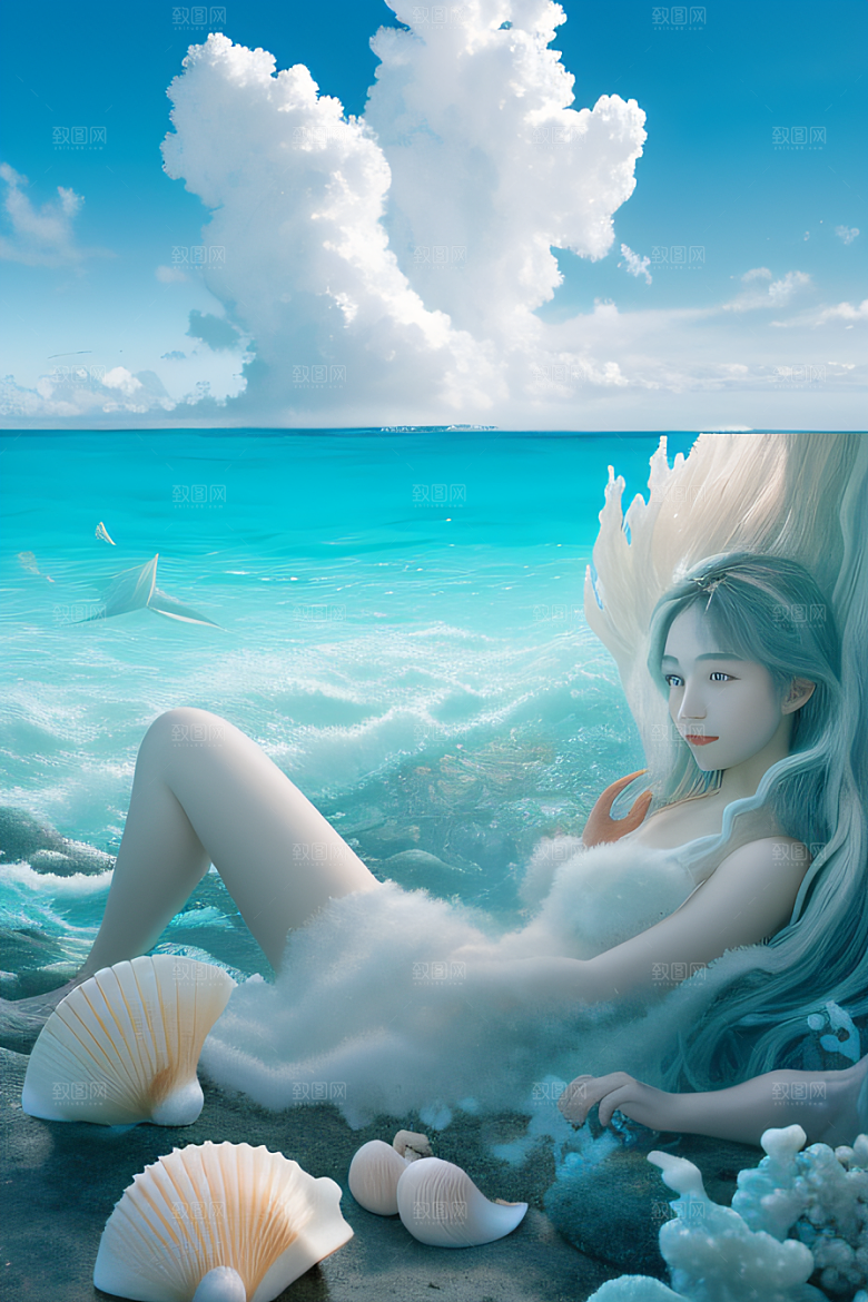 海滨奇观海洋与天空的童话般场景