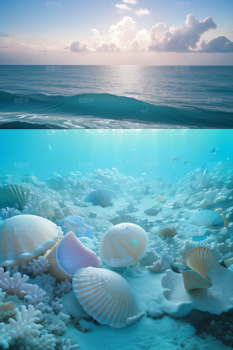 海滨奇观海洋与天空的童话般场景