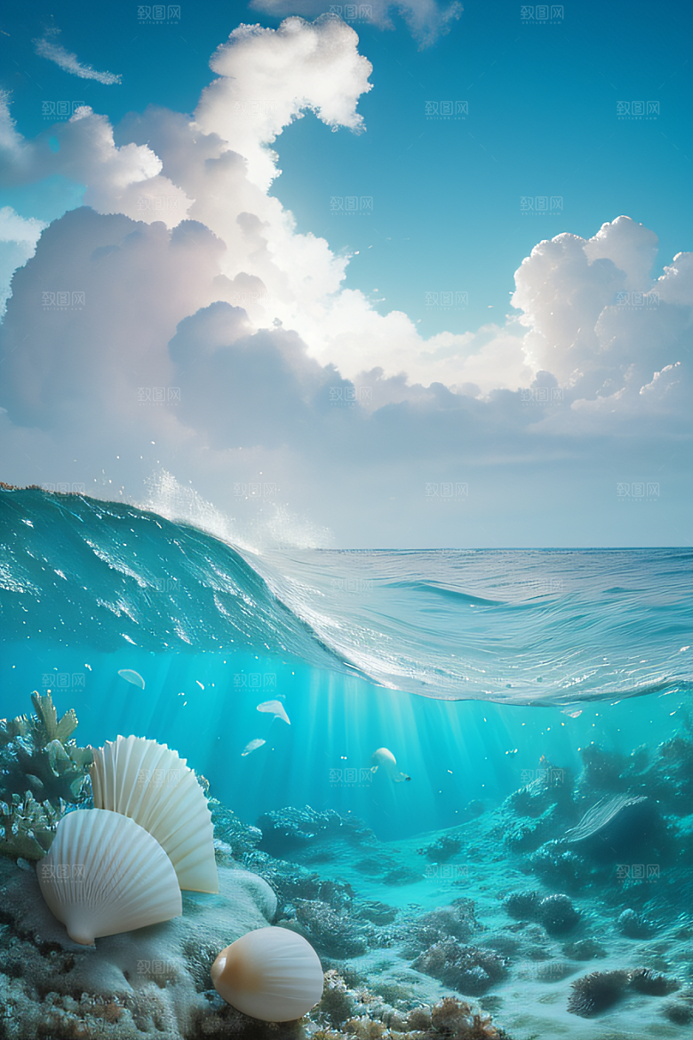 海滨奇观海洋与天空的童话般场景