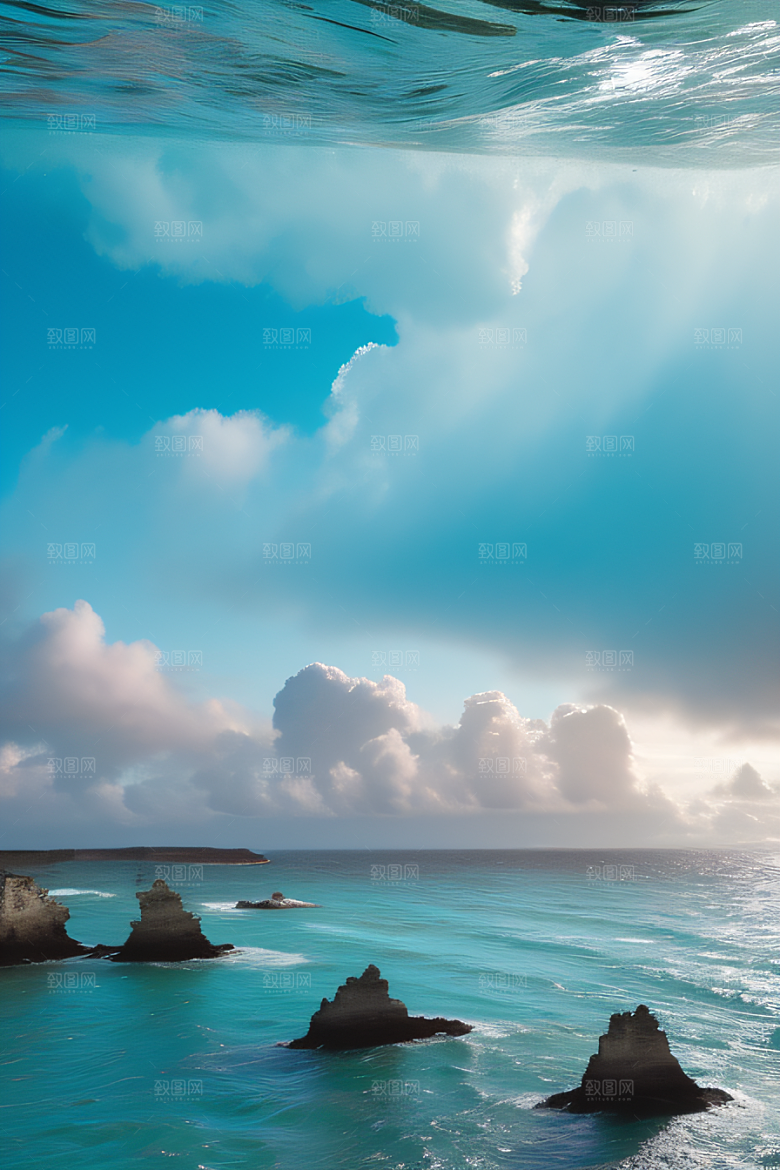 海滨奇观海洋与天空的童话般场景