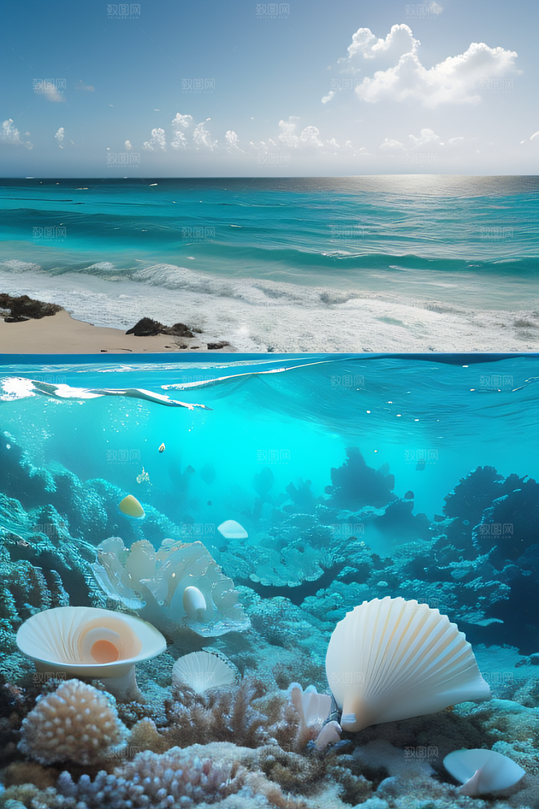 海滨奇观海洋与天空的童话般场景