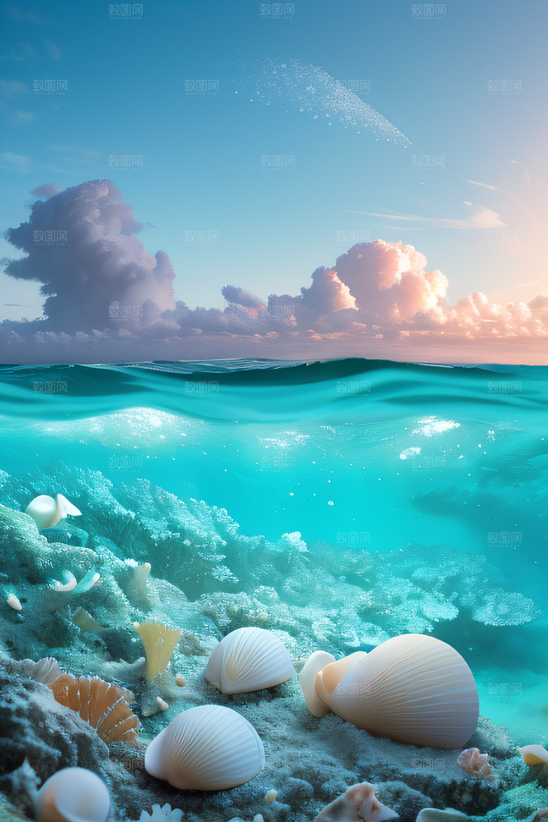 海滨奇观海洋与天空的童话般场景
