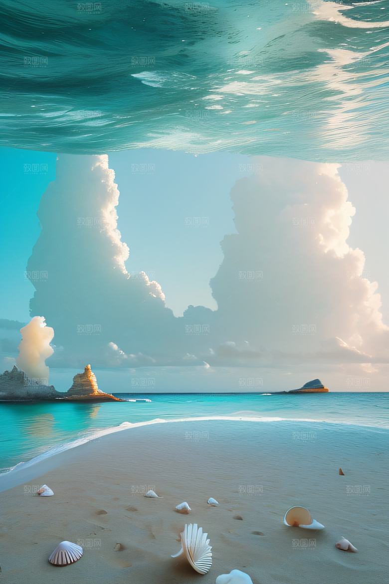 海滨奇观海洋与天空的童话般场景