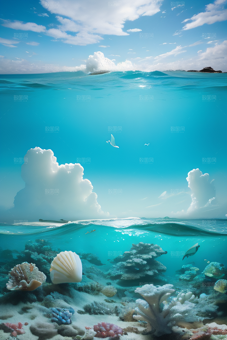海滨奇观海洋与天空的童话般场景