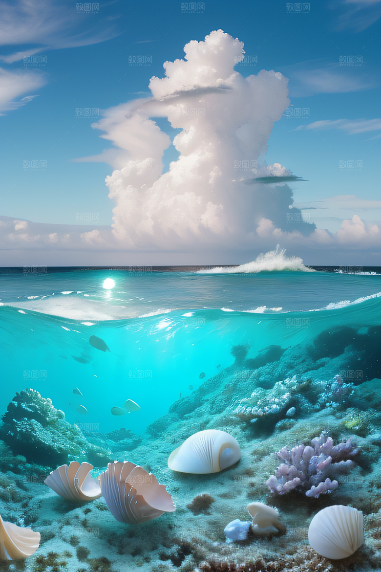 海滨奇观海洋与天空的童话般场景