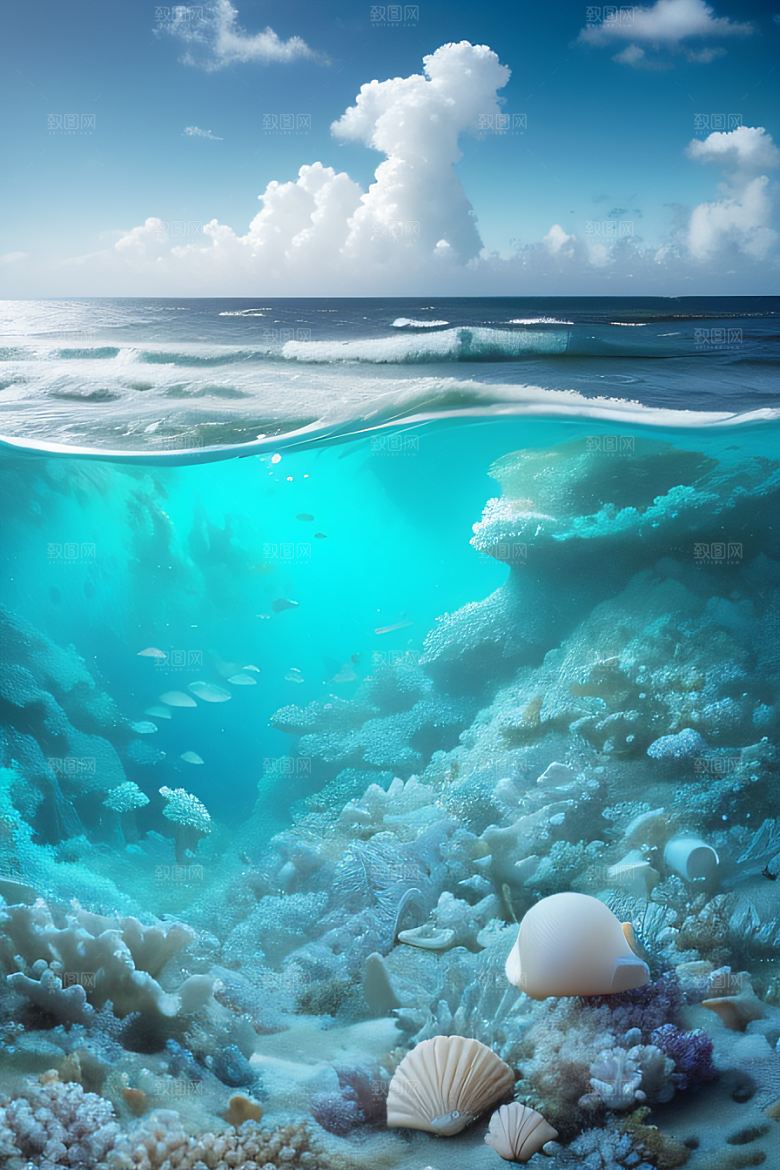 海滨奇观海洋与天空的童话般场景
