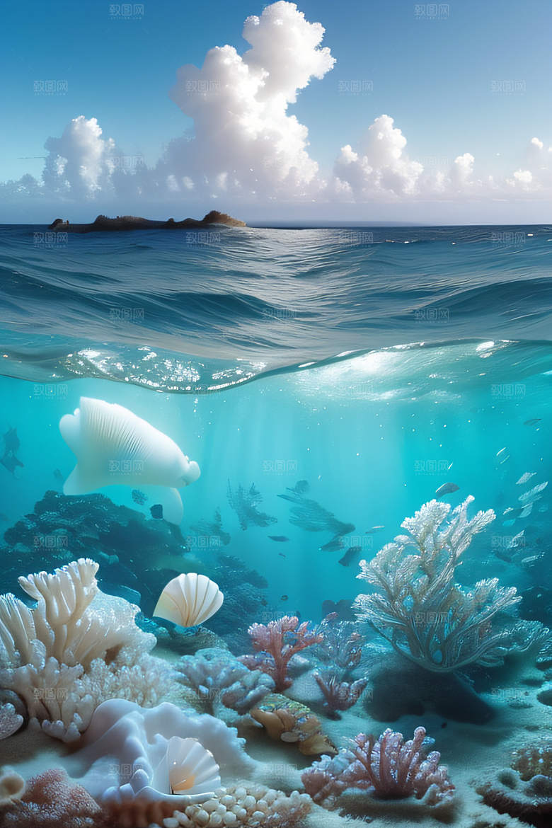海滨奇观海洋与天空的童话般场景