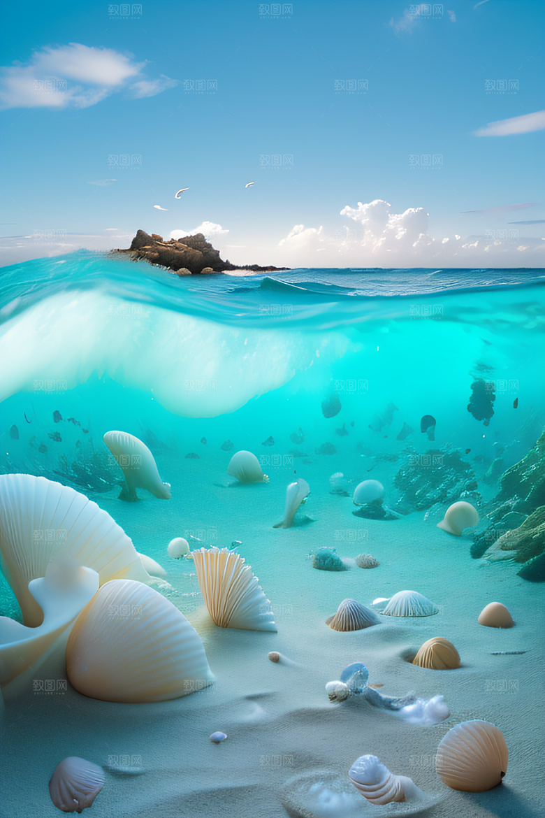 海滨奇观海洋与天空的童话般场景