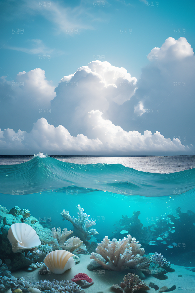 自然的艺术海滩上的宛如梦境的景色