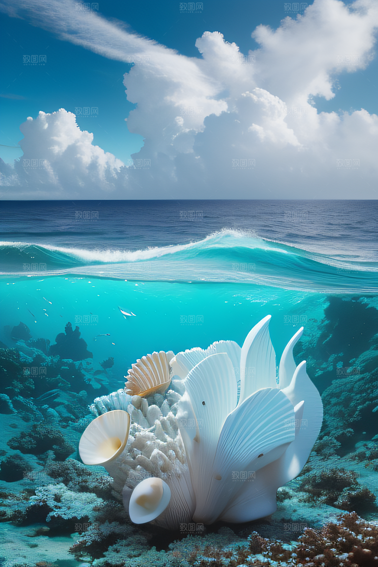 梦幻海岸海螺与浪花的魔幻交响曲