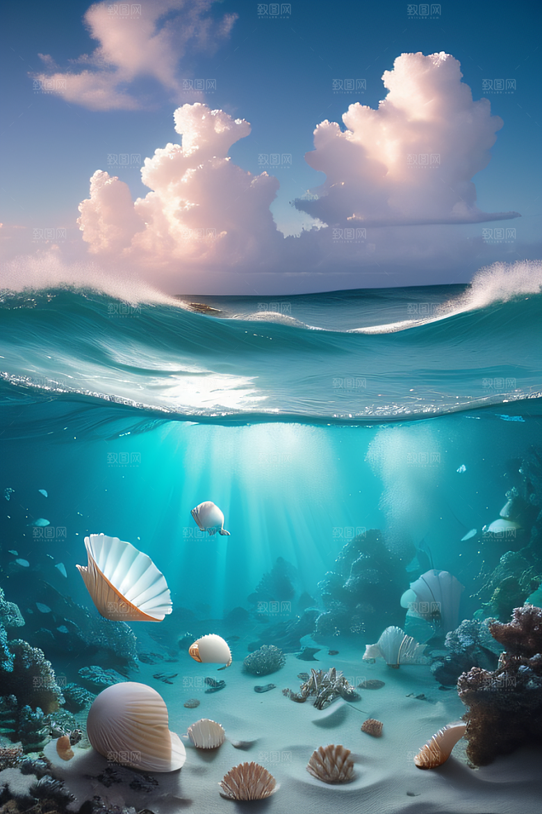 梦幻海岸海螺与浪花的魔幻交响曲