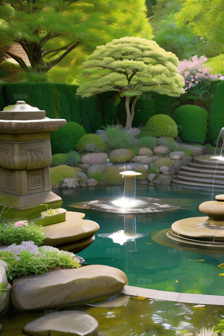 水潺潺花香四溢美景