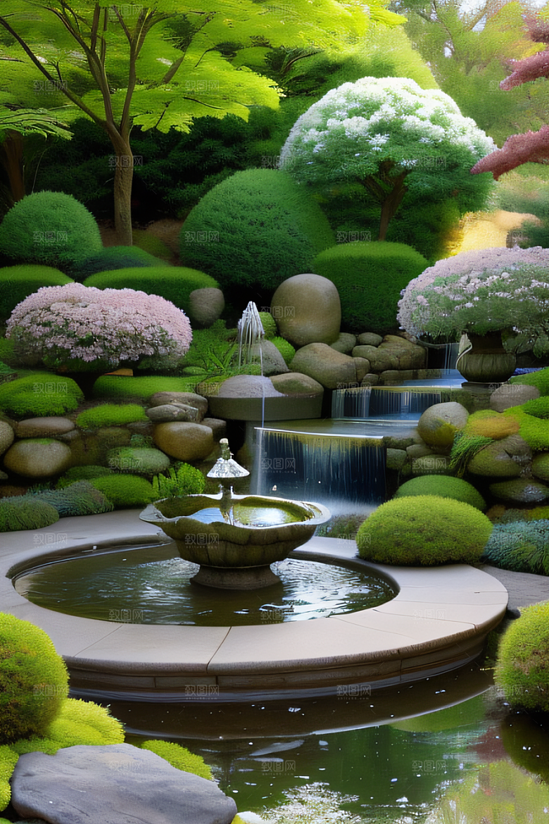 水潺潺花香四溢美景