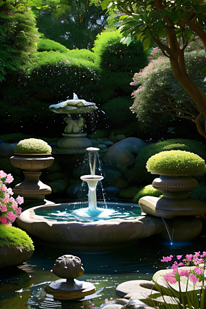 水潺潺花香四溢美景