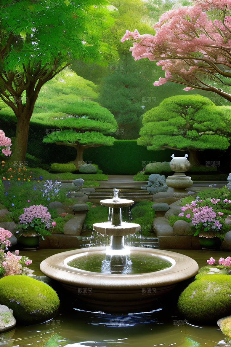平静的花园乐园美景