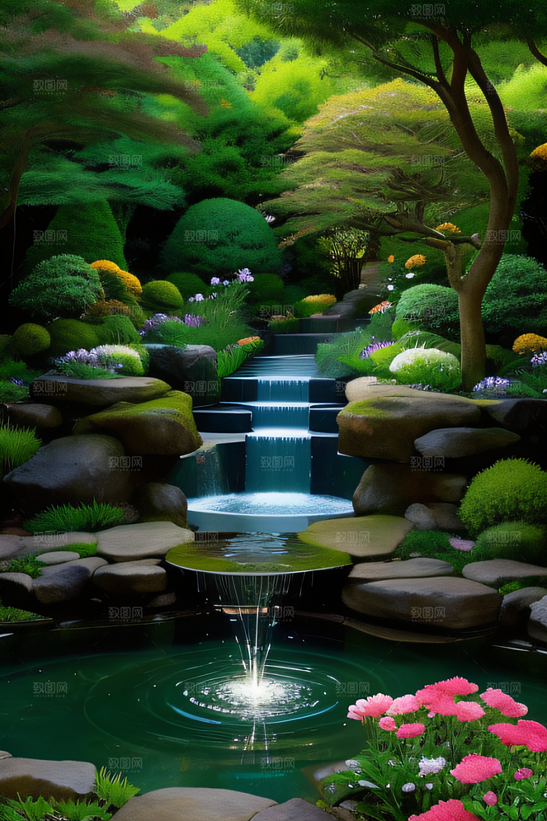 平静的花园乐园美景