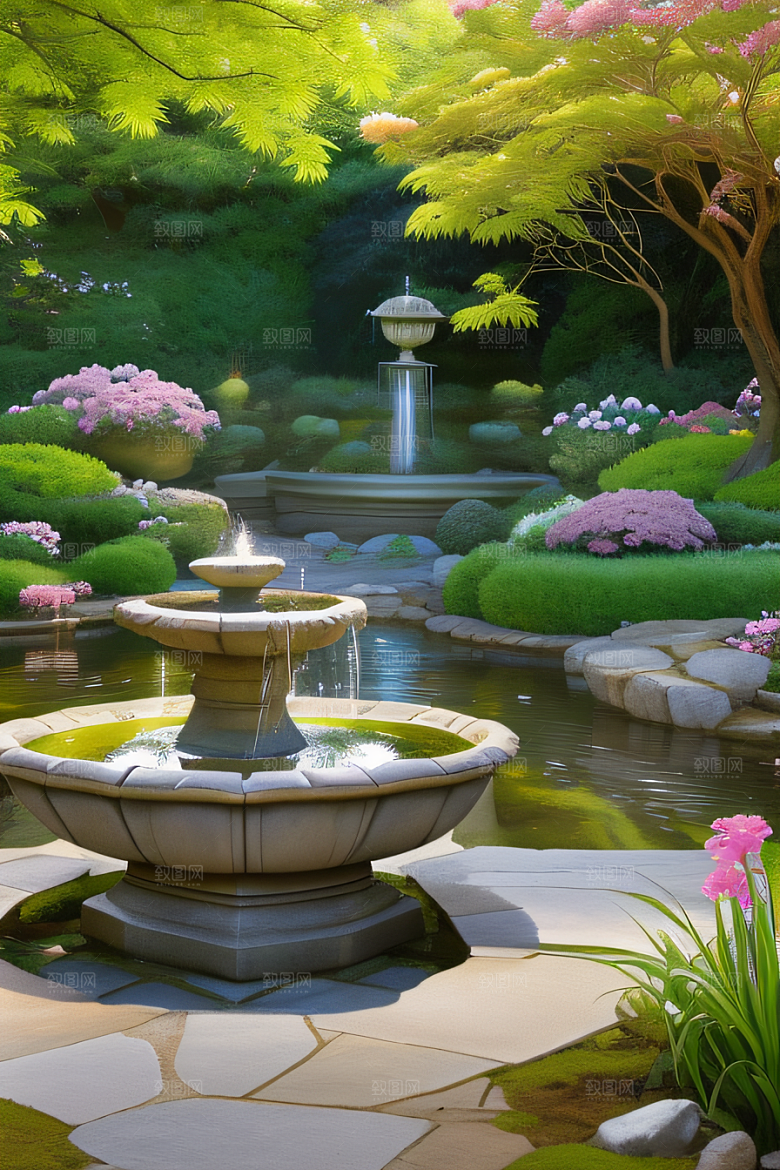 平静的花园乐园美景