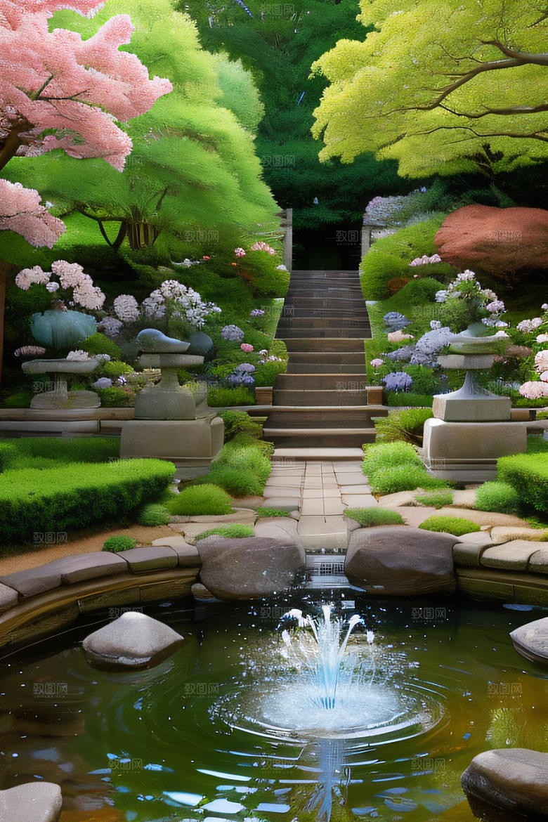 平静的花园乐园美景