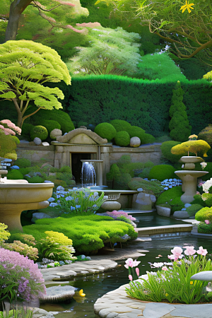 平静的花园乐园美景
