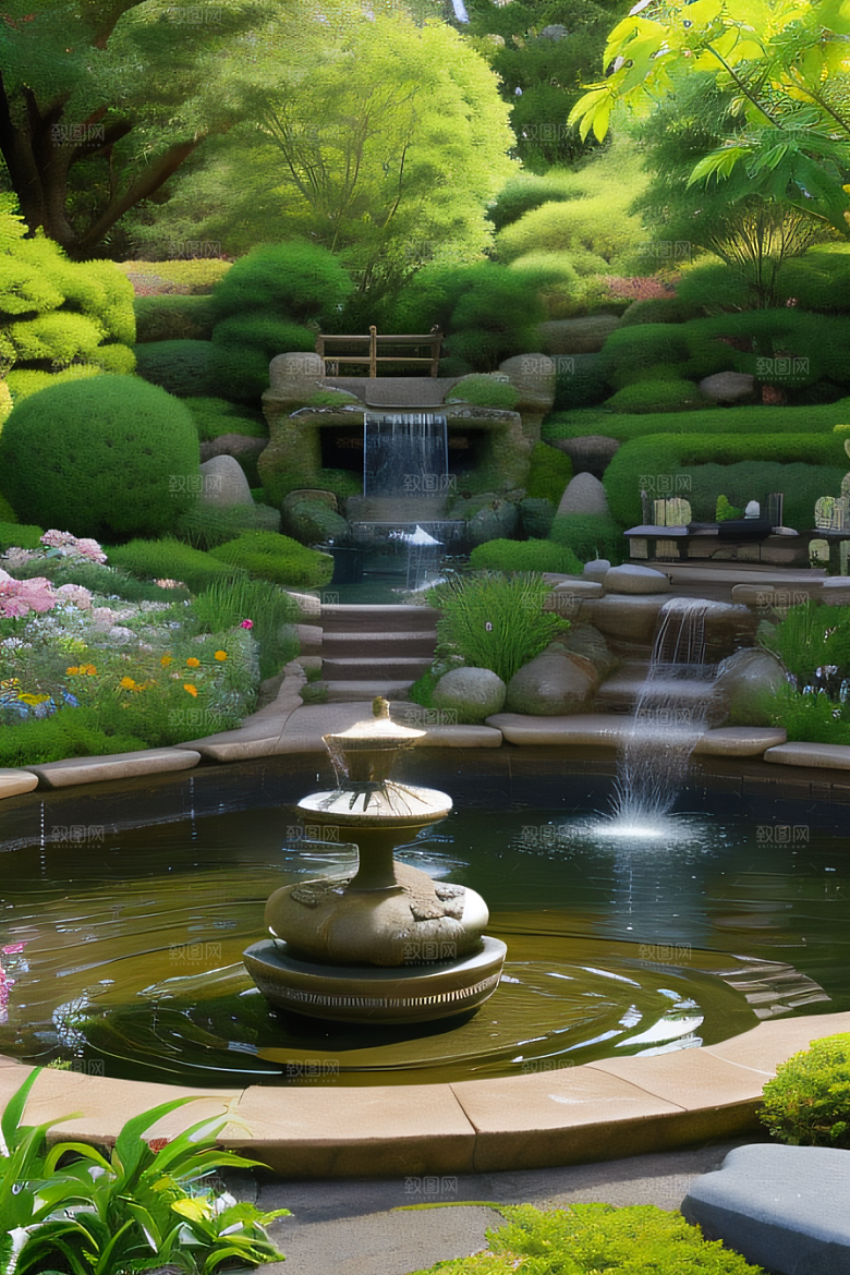 水潺潺花香四溢美景