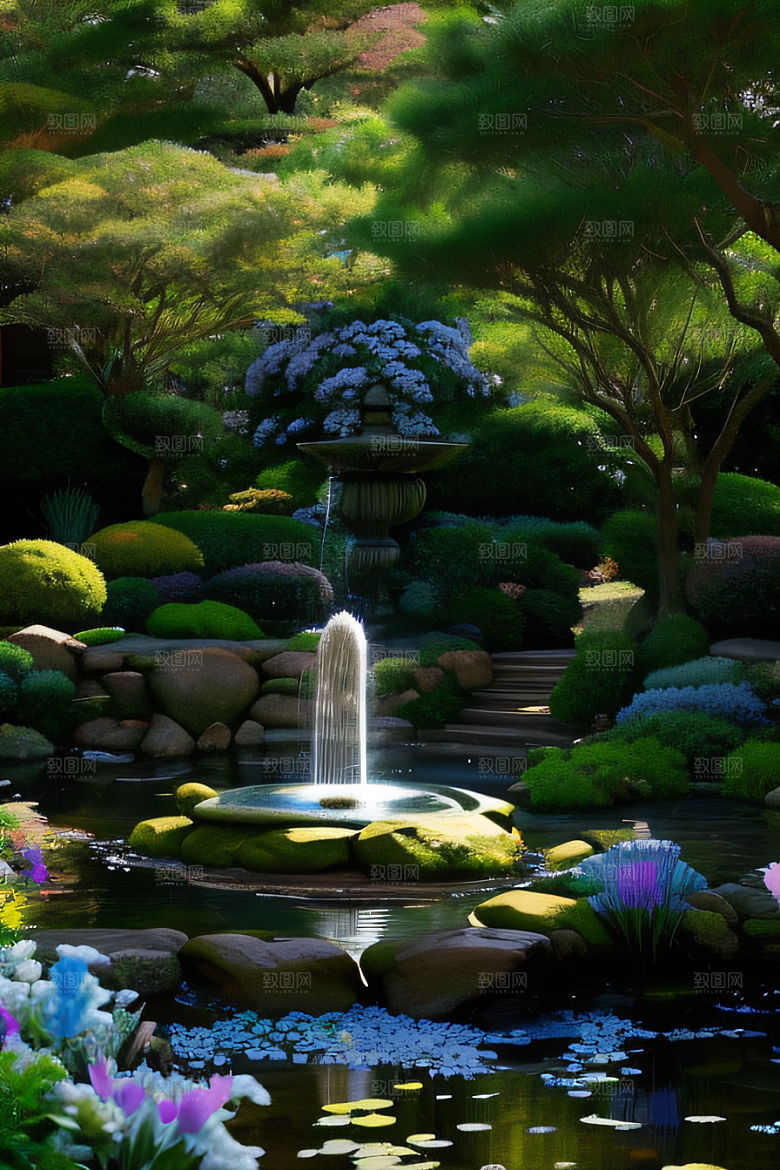 平静的花园乐园美景