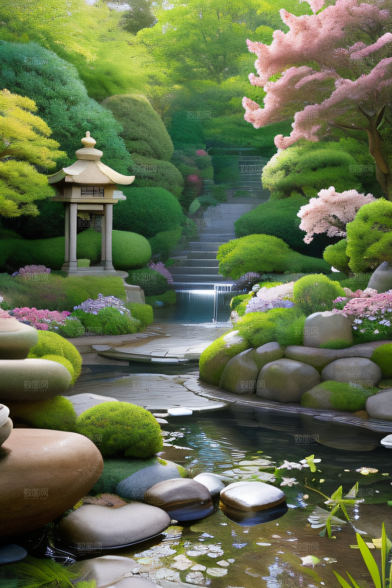 平静的花园乐园美景