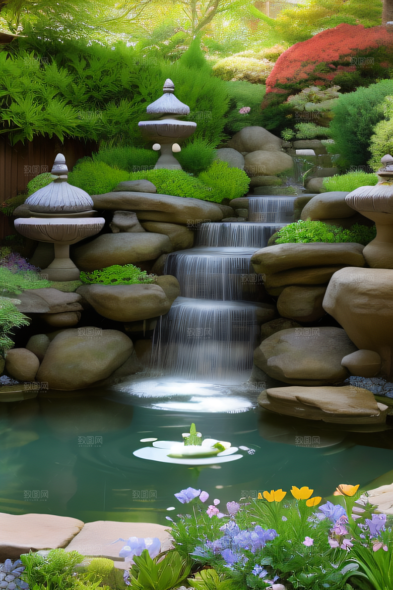 平静的花园乐园美景