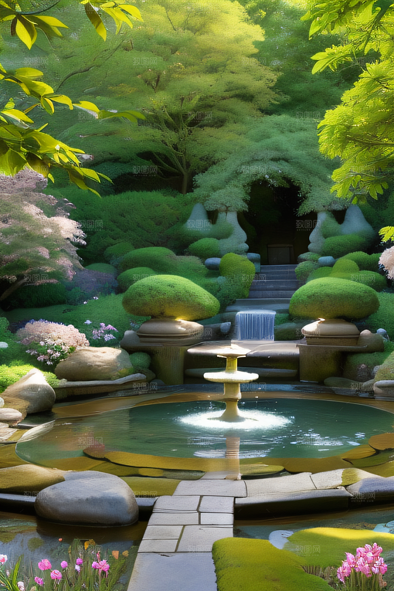平静的花园乐园美景