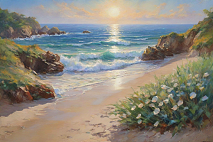 静谧海滨自然画卷插画