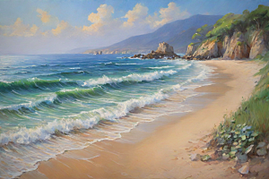 静谧海滨自然画卷插画