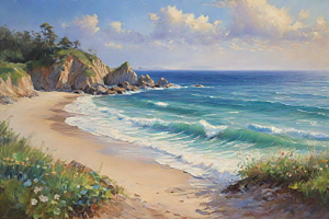 美丽海滨尽享宁静插画
