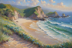 美丽海滨尽享宁静插画