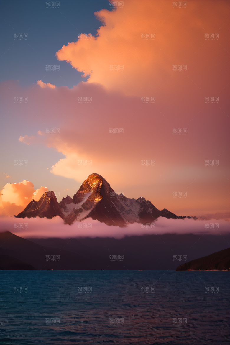 艳丽的云彩与宁静的天空融为一体