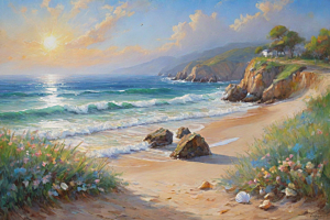 清新自然景色展现插画