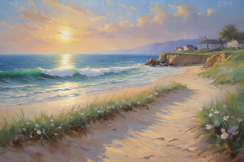 清新自然景色展现插画