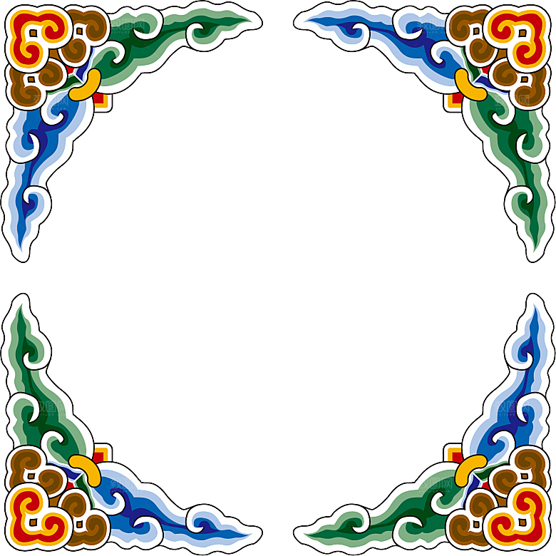 古典传统云纹线条边框装饰图案PNG素材