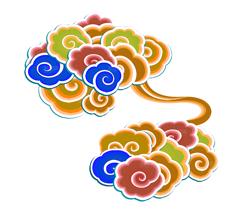 古典传统云纹线条边框装饰图案PNG素材