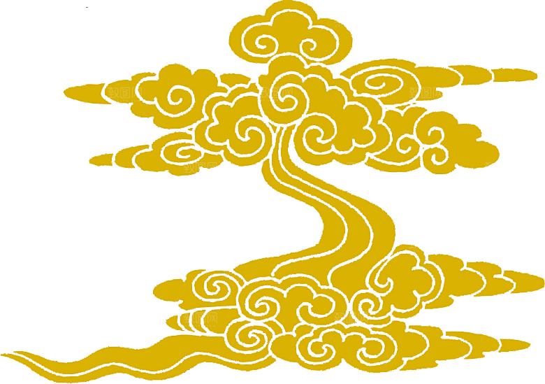 古典传统云纹线条边框装饰图案PNG