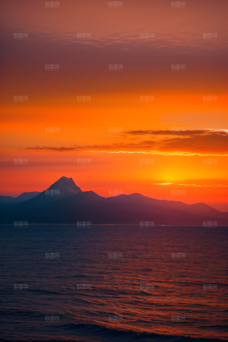 夕阳西下金色橙色和粉色的画卷