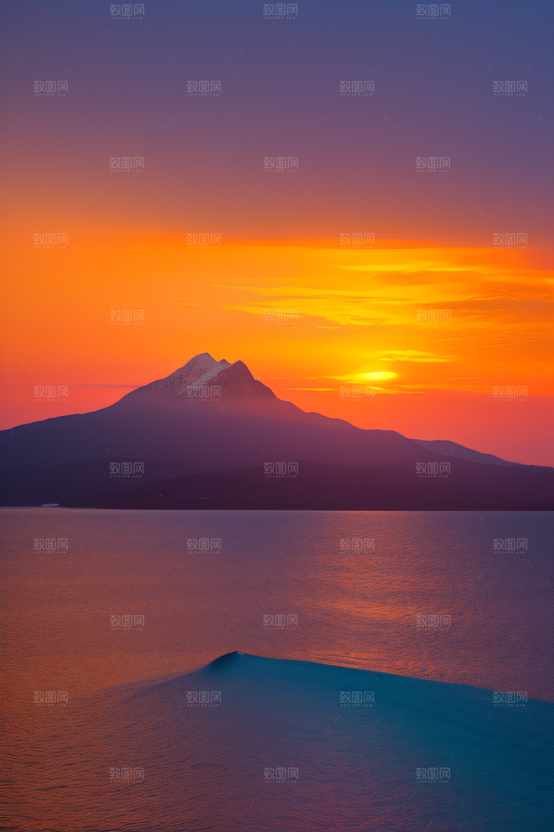 夕阳西下金色橙色和粉色的画卷
